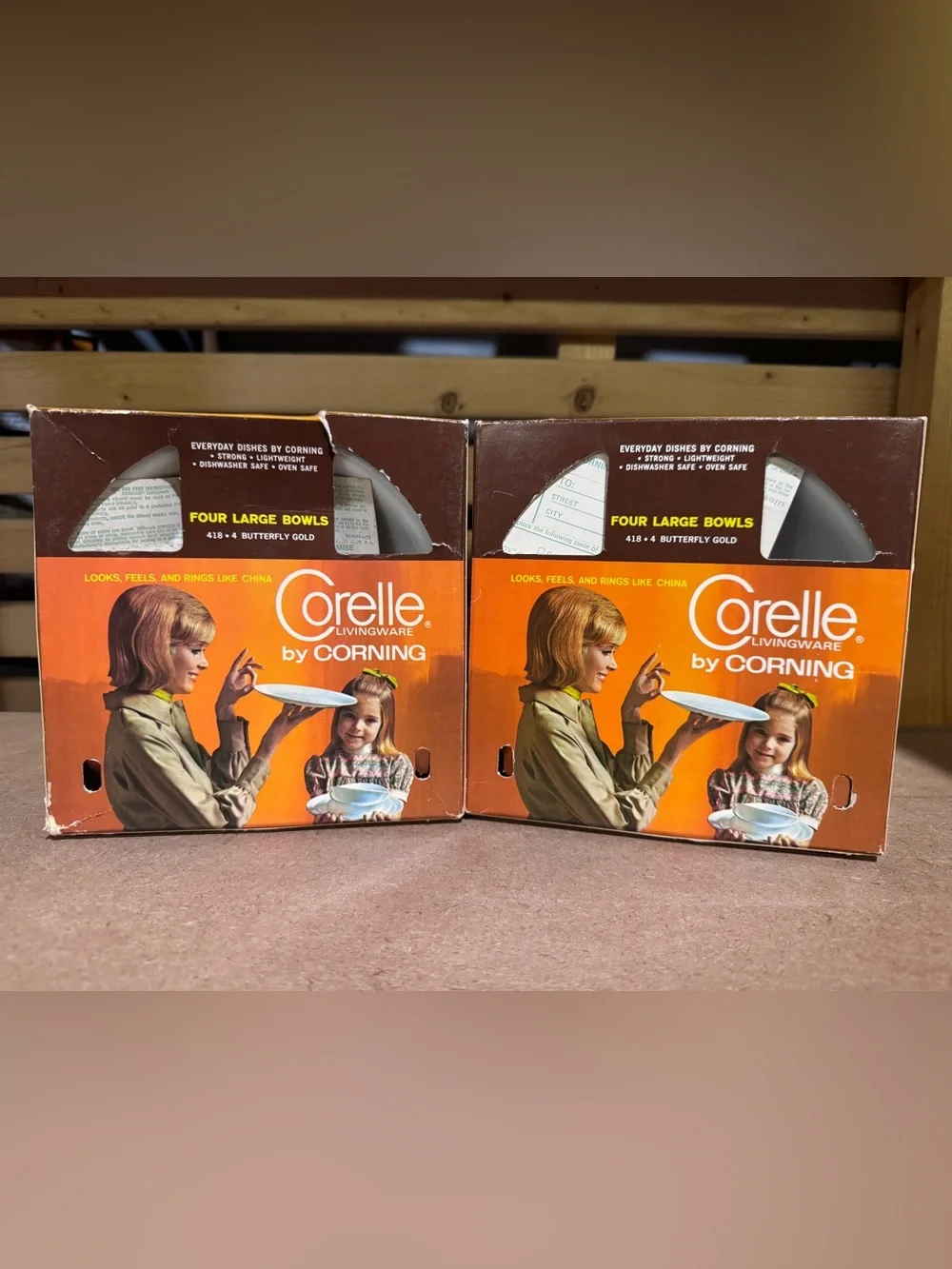 Corelle Livingware by Corning Butterfly Gold Bowls - two sets original package